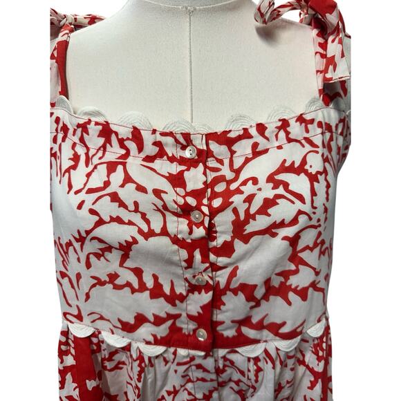 Tuckernuck Juliet Dunn Tie Shoulder Palladio Print Midi Dress - Picture 8 of 11